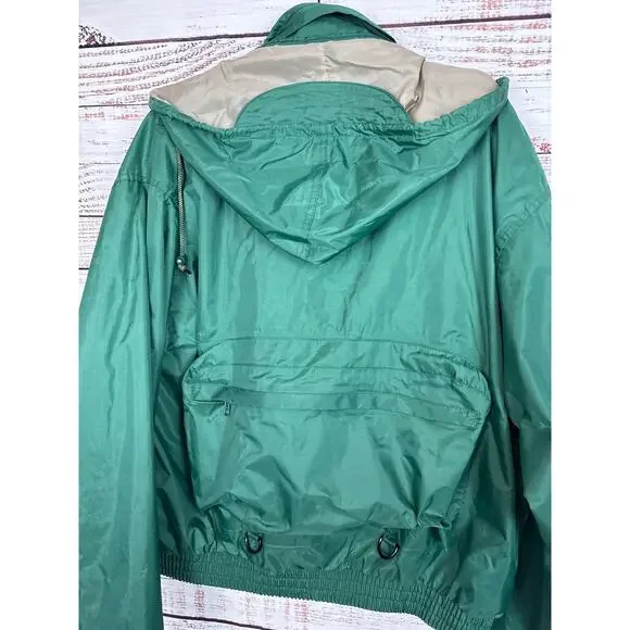 Mens VTG Hodgman Lakestream Fish Waterproof Raincoat Green Pocket Hood Wading L - Picture 6 of 10